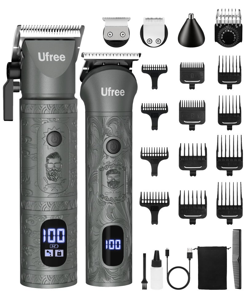 Ufree Beard Trimmer for Men Professional with Hair Clippers Barber Clippers and Trimmers Set Electric Razor Shavers for Men Cordless Mens Grooming Kit for Nose Ear Face Hair Gifts
